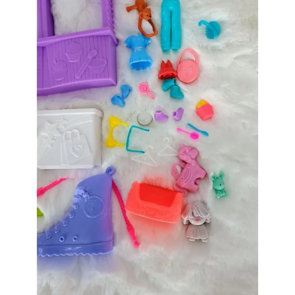 Polly Pocket Lot Ice Cream Social Toy Bundle Chair Table‎ Extras Toy